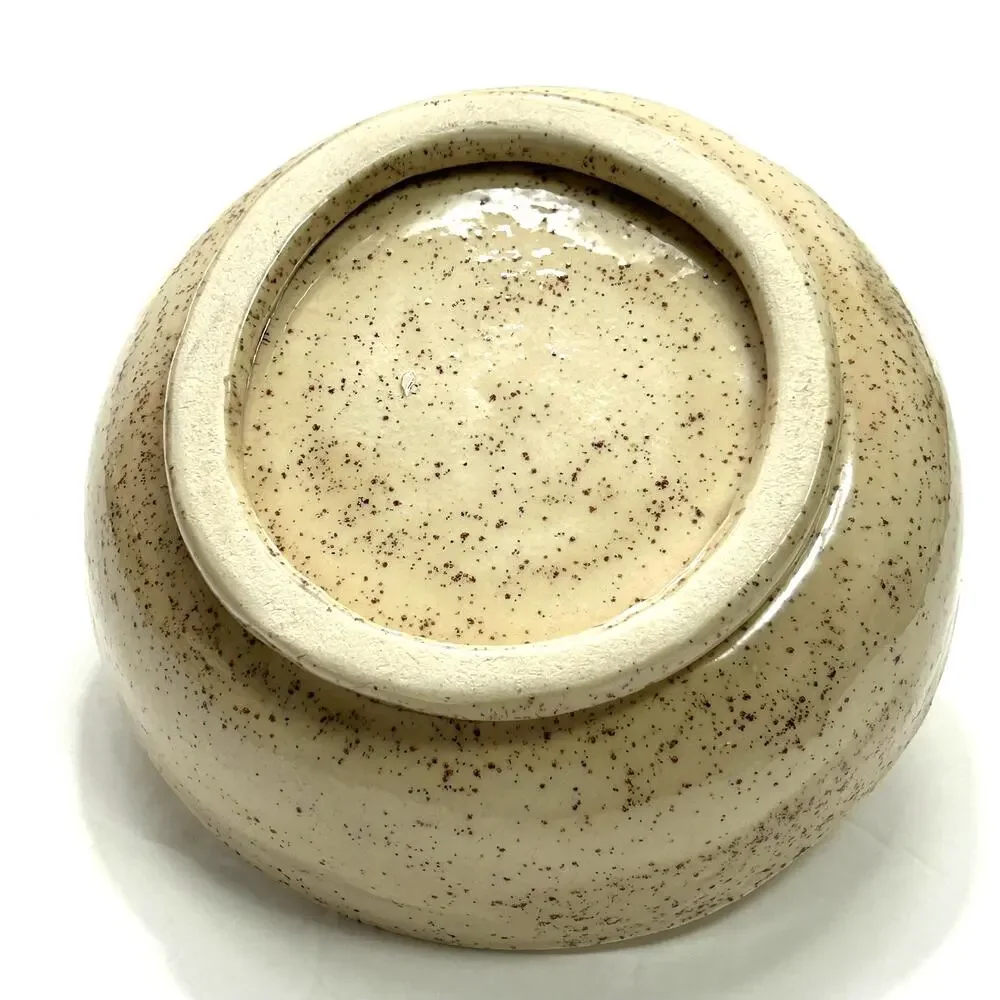 Handmade Ikebana Speckled Glaze Pottery Vase Lady Bugs Leaves Unsigned‎